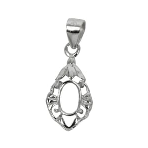 Colgante ovalado decorado en plata de ley 4 x 6 mm MTP1113
