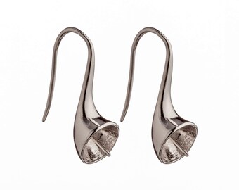 Aretes con montaje de copa y clavija en plata de ley de 10 mm / EW740