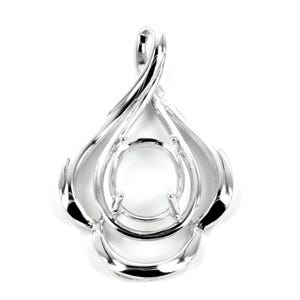 Colgante ovalado con marco de espiral en plata de ley para piedras de 10 x 12 mm MTP904