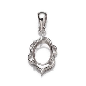 Colgante ovalado con montura de garra ovalada en plata de ley para piedras de 7,5 x 9,5 mm MTP003