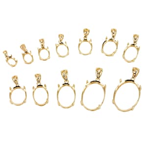 Oval Shallow Basket Cabochon Pendant Setting in 14K Yellow Gold - Various sizes | MTP1320K14-MTP1331K14