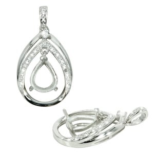 Ciondolo a goccia in argento sterling per pietre a forma di pera da 7 x 9 mm MTP1247