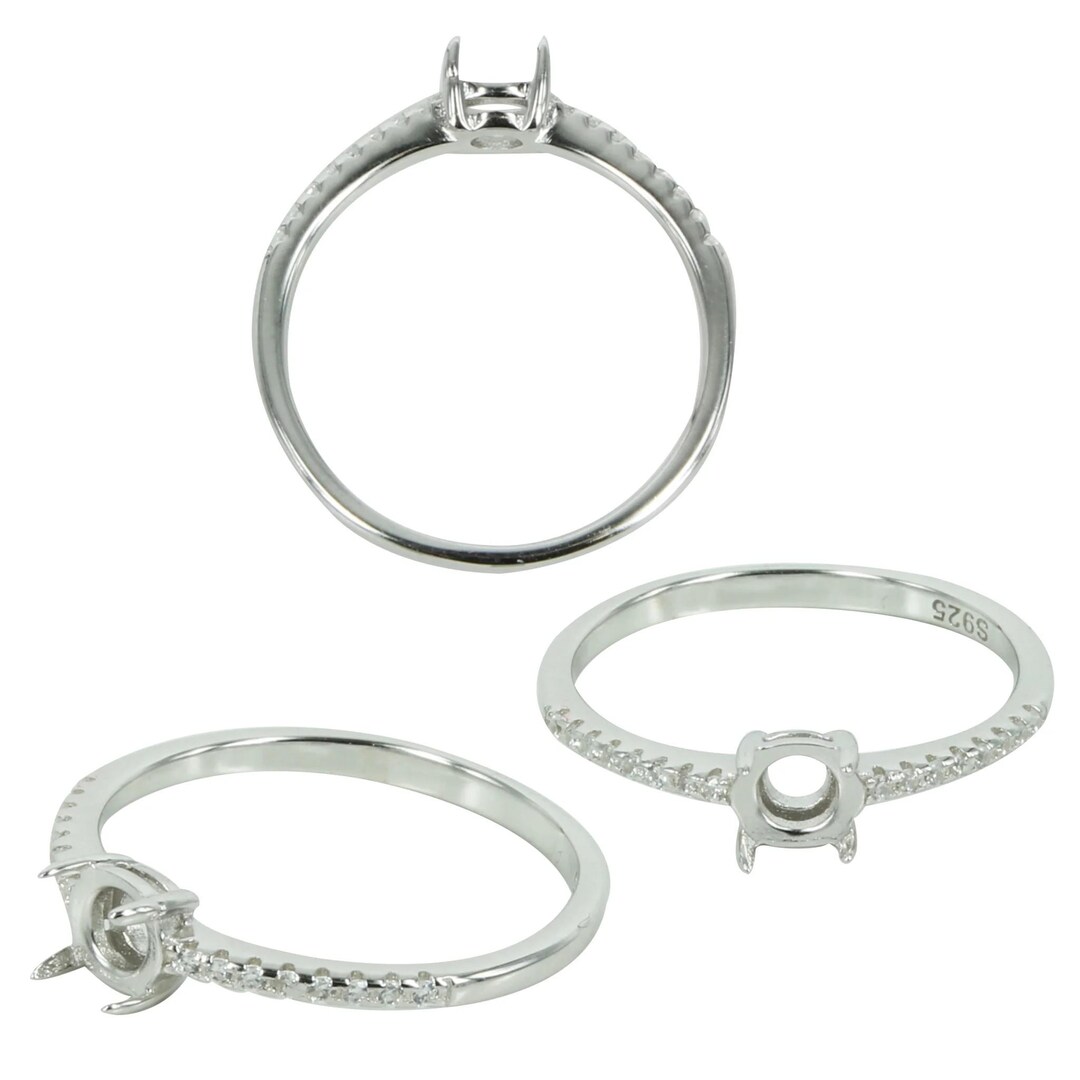 Scallop Setting Scallop Melee Shoulder Ring Setting With Round Prongs Mounting in ...