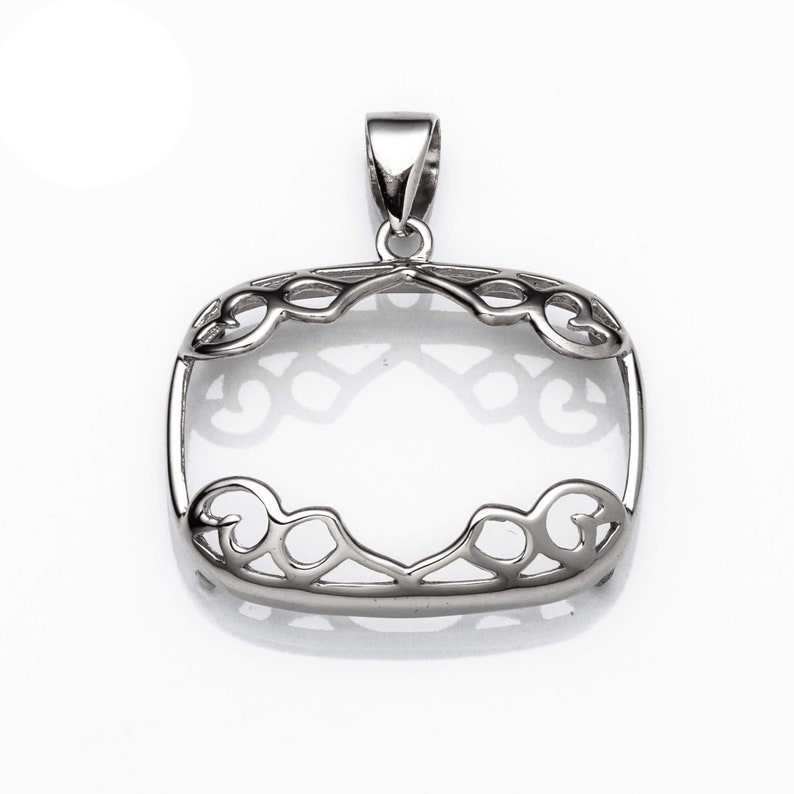Rectangular Pendant with Rectangular Mounting and Bail in Sterling Silver 17x23mm | MTP528 image 1