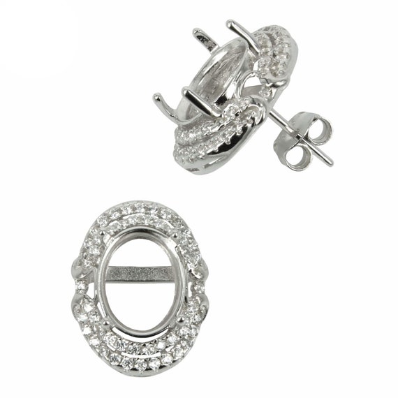 Oval Halo Stud Earrings With Simulated Diamonds, Sterling Silver - Mills  Jewelers