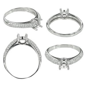 Pavé Shoulder Ring in Sterling Silver for 6mm Round Stones | MTR646