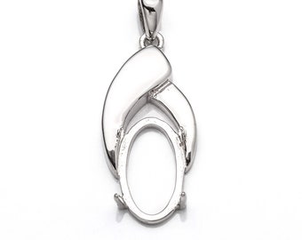 Pendant with Oval Mounting and Bail in Sterling Silver 7x11mm | MTP361A