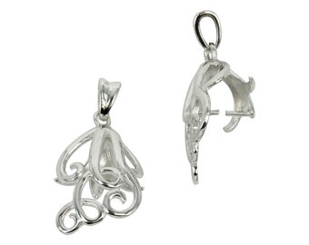 Tentacles Pinch Bail in Sterling Silver 15x32mm | LJ1021