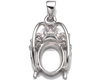 Colgante de escarabajo con engaste ovalado en plata de ley 8 x 10 mm / MTP270