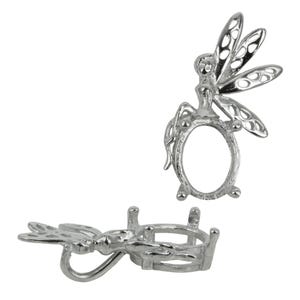 Colgante de hada con montura de garra ovalada en plata de ley para piedras de 8 x 10 mm MTP1154