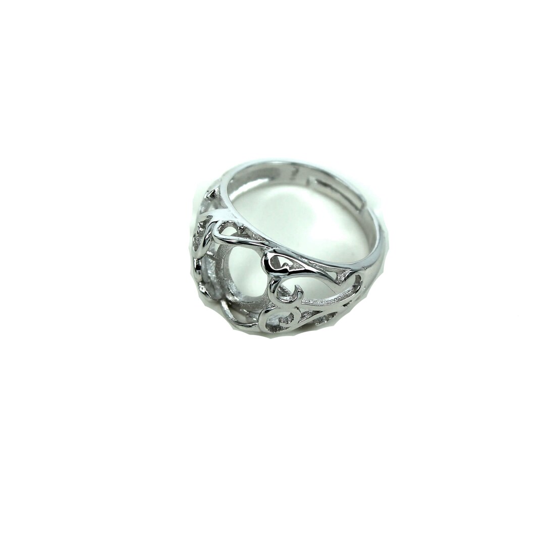 Swirls Ring With Oval Bezel Mounting in Sterling Silver 7x9mm MTR340 - Etsy
