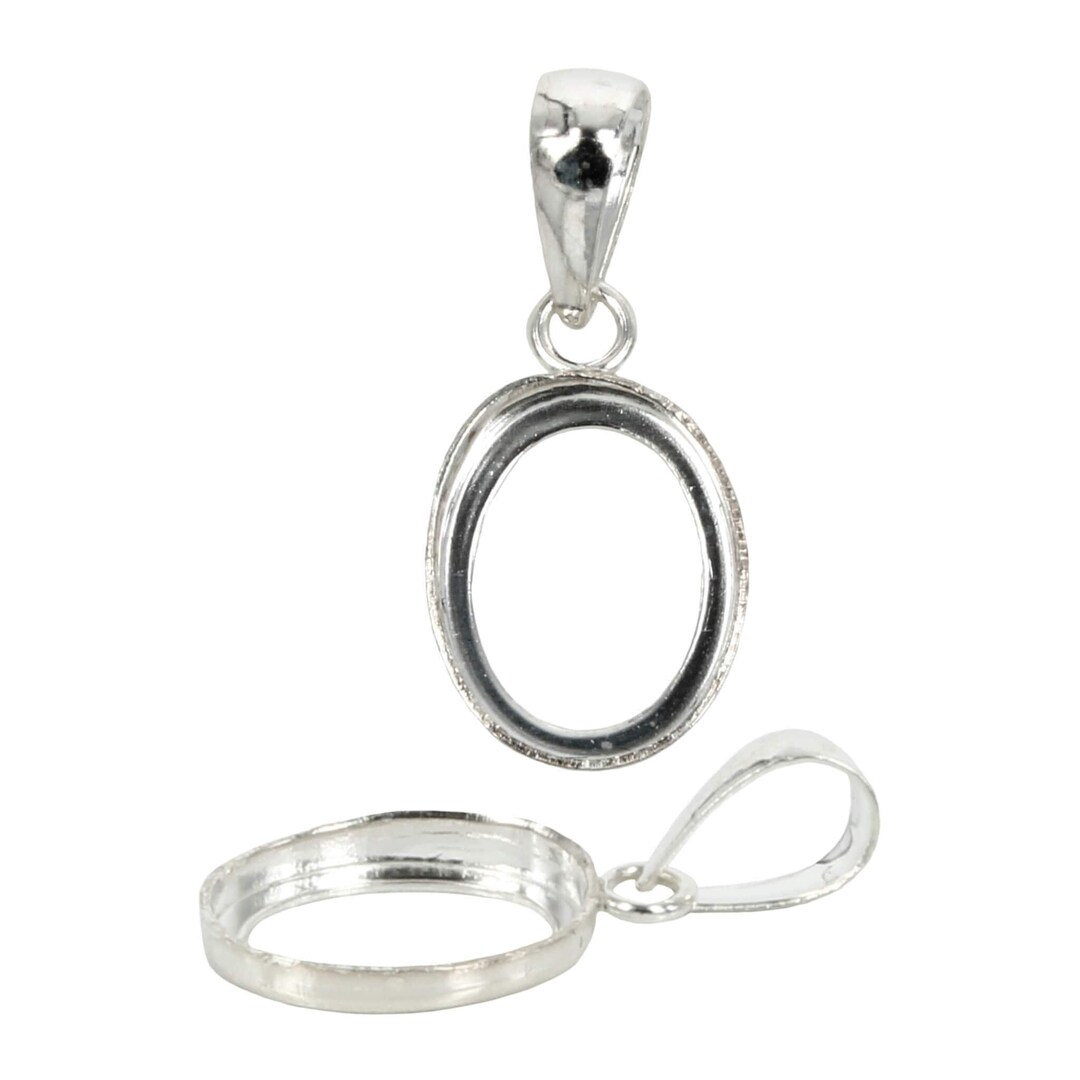 Oval Pendant With Loop and Bail in Sterling Silver for 8x10mm Stones ...