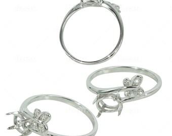 Crossover Butterfly Ring Setting with Oval Prongs Mounting in Sterling Silver 5x7mm | MTR541