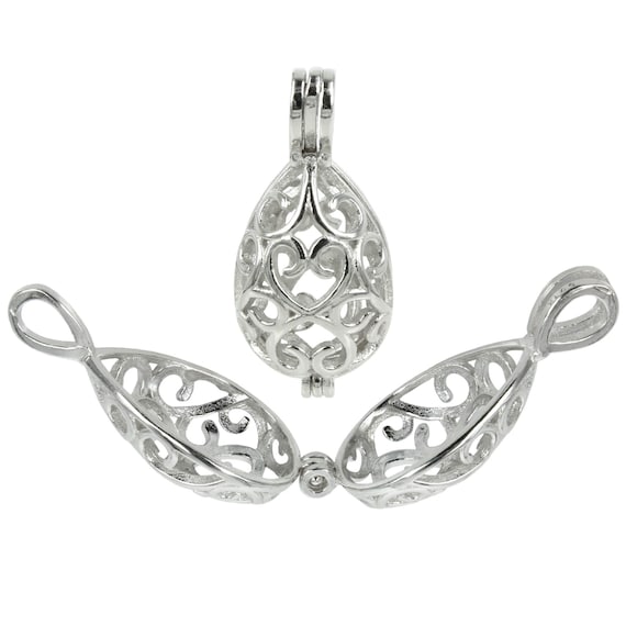Oval Filigree Cage Pendant in Sterling Silver for (approx.) 10mm Stones | MTP940