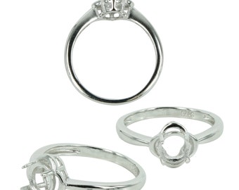 Quatrefoil Frame Ring in Sterling Silver for 6mm Round Stones | MTR467