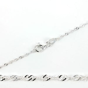 Sterling Silver Singapore Chain Necklace 1.55mm 16  (41cm) 18&quot; (46cm) 20&quot; (51cm) 22&quot; (56cm)   SF1287