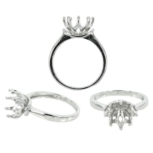 Floral Basket 8-Prong Ring in Sterling Silver for 10mm Round Stones   MTR405