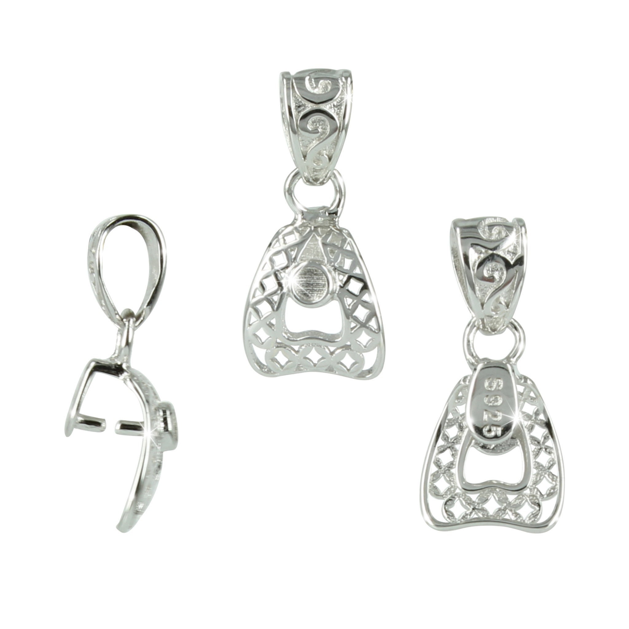 Wide Front Fishtail Bail in Sterling Silver | LJ1018