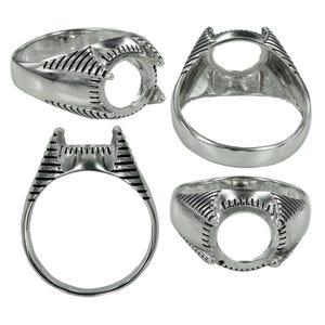 Deco Prongs Ring in Sterlng Silver for 10mm Round Stones | MTR630