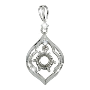 Dangle Setting Anhänger in Sterling Silber mit CZ&#39;s für 6 mm Runde Steine | MTP1229