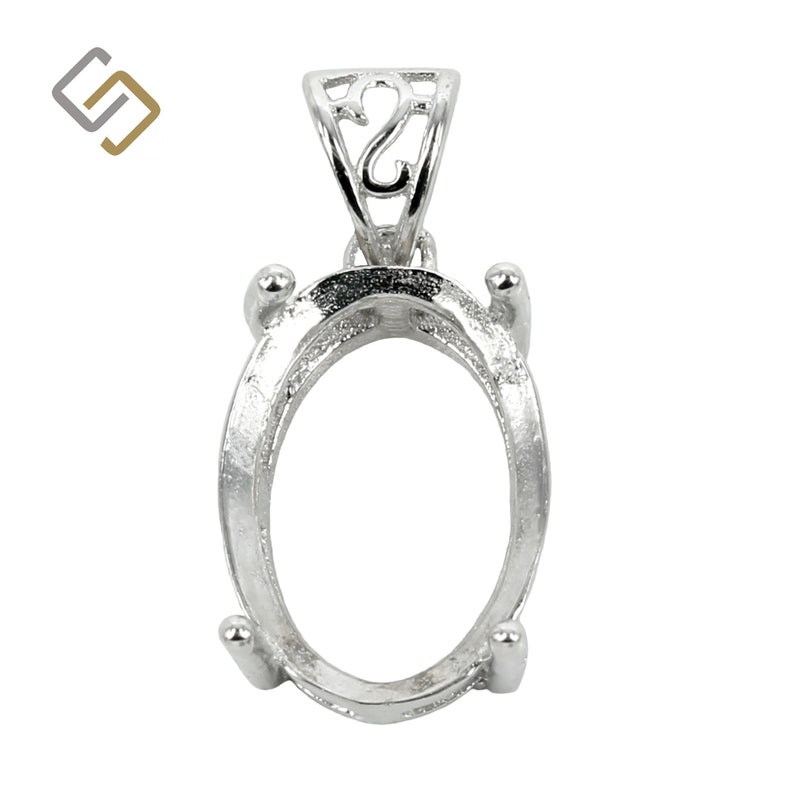 Oval Basket Setting Pendant with Soldered Loop and Fancy Bail Etsy