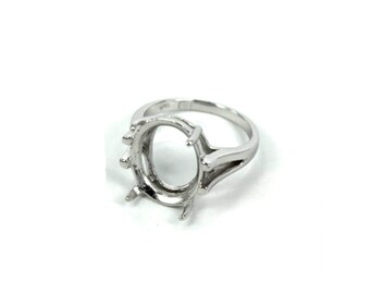 Tapered Wide Ring with Oval Prongs Mounting in Sterling Silver for 14mm x 16mm Stones MTR227