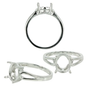 May include: Sterling silver ring setting with an oval shaped bezel. The ring is designed with a delicate, openwork band.