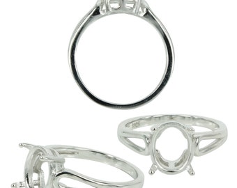Drop Shoulder Ring in Sterling Silver for 8x10mm Oval Stones | MTR507