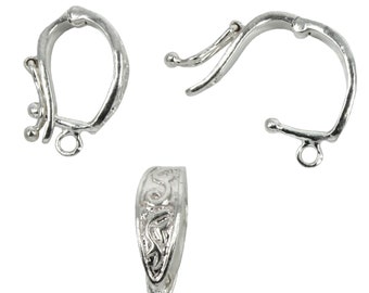 Patterned Necklace Enhancer Attached Bail in Sterling Silver 7mm | LJ954
