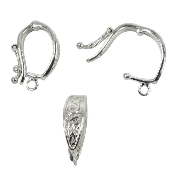 Patterned Necklace Enhancer Attached Bail in Sterling Silver 7mm LJ954