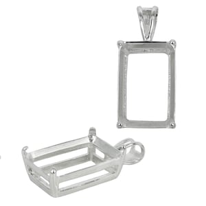 Rectangular Pendant with Prong Mounting and Bail in Sterling Silver for 15x23mm Stones | MTP283B
