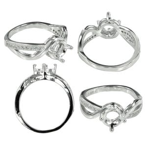 Helix CZ Ring in Sterling Silver for 6mm Round Stones | MTR641