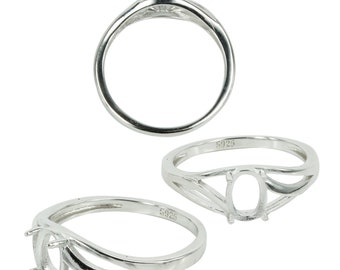 Puede incluir: Engaste de anillo de plata de ley con bisel ovalado. El anillo tiene un diseño delicado y calado y está marcado con "925".