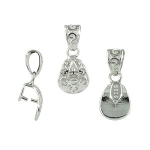 Wide Front Drop Pinch bail in Sterling Silver   LJ1017
