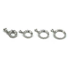 Hearts Pendant Settings with Round Bezel Mounting including Bail in Sterling Silver - Various Sizes   MTP852-MTP855