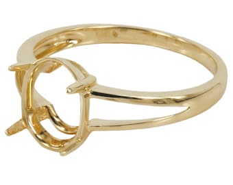 Anillo clásico de oro de 14 quilates con montura de brazo dividido y puntas ovaladas de 8 x 10 mm / MTR382K14