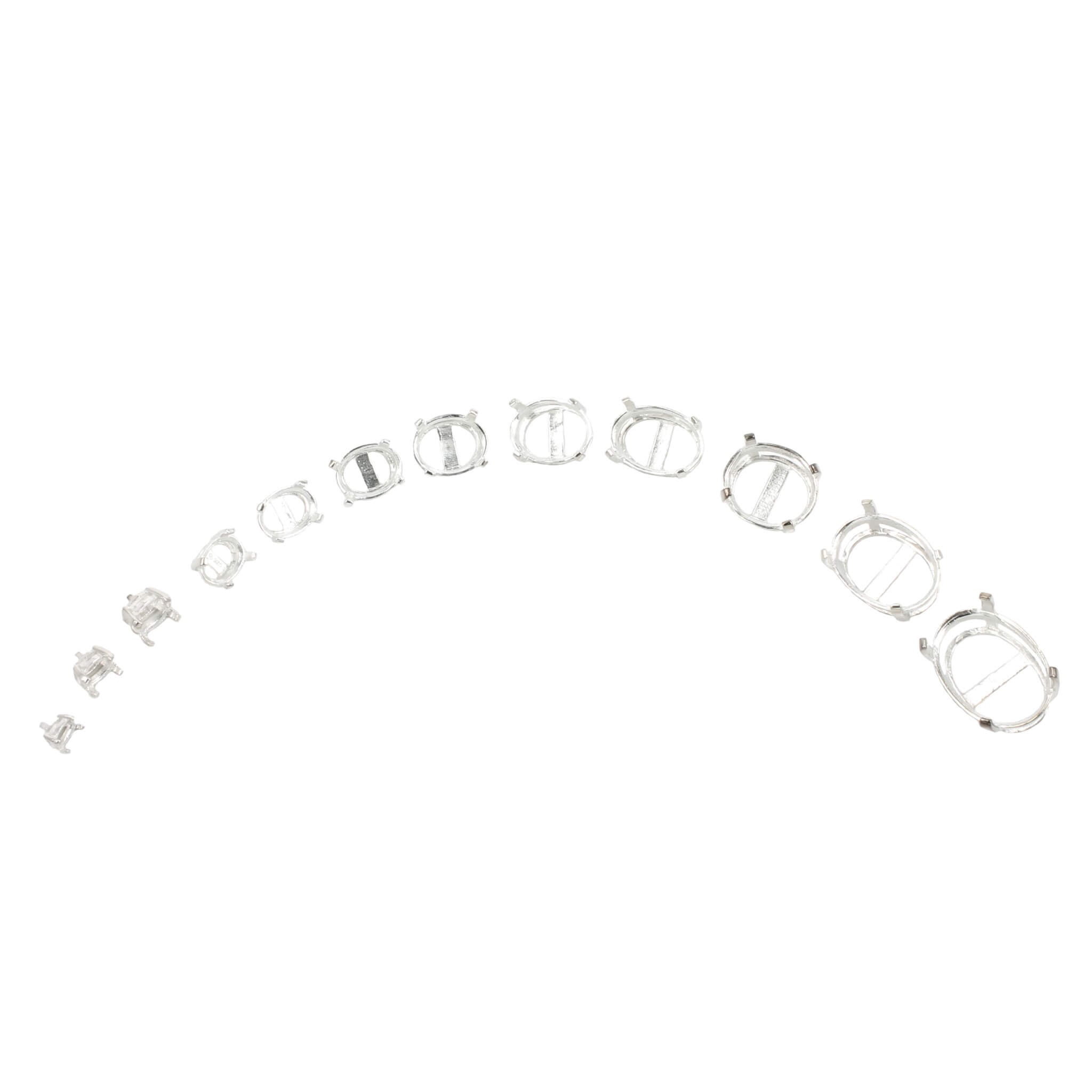 14K Gold Oval 4-prong Wire Basket Earring Mounting Available in 5x3mm - 16x12mm
