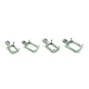 Peut inclure: Quatre montures de pendentif en argent pour pierres précieuses rectangulaires. Les montures sont de tailles différentes, la plus petite étant à gauche et la plus grande à droite.