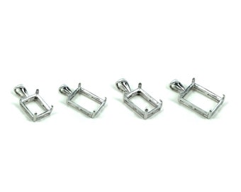 Rectangular Pendant with Rectangular Mounting and Bail in Sterling Silver | MTP377-MTP380