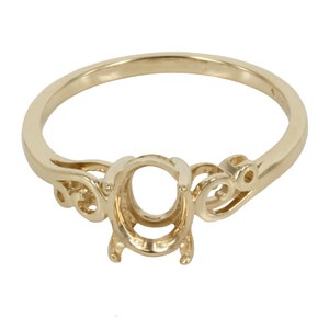 Gambo a spirale in oro 14K per pietre ovali da 6 x 8 mm MTR453K14