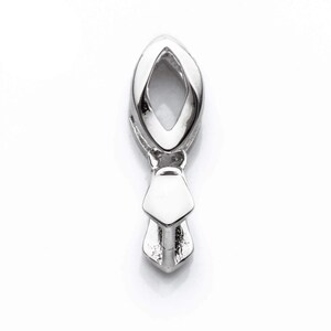 Oval Pinch Bail with CZ's in Rhodium Plated Sterling Silver 16.7x5.1x4.7mm | LJ377