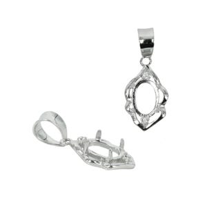 Colgante ovalado decorado en plata de ley para piedras de 5 x 7 mm MTP322