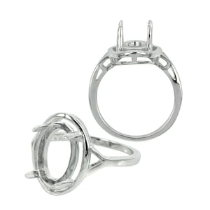 Oval Ring with Oval Prong Mounting in Sterling Silver 8x12mm | MTR046B