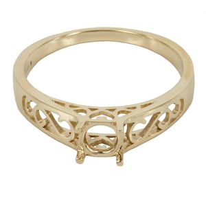 14K Gold Fancy Gallery Ring for 5mm Round Stones | MTR199K14
