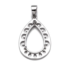 Pear Pendant with Pear Mounting and Bail in Sterling Silver 9x14mm | MTP567
