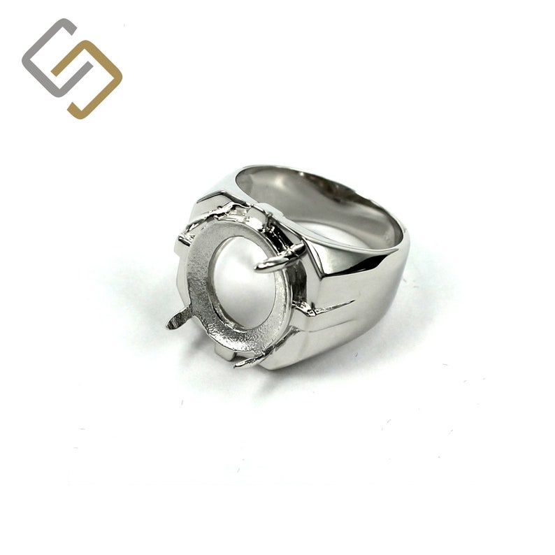 Tapered Wide Ring with Oval Prongs Mounting in Sterling Silver for 14mm x 16mm Stones MTR227