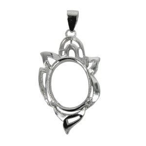 Colgante ovalado decorado en plata de ley 10 x 12 mm MTP1101