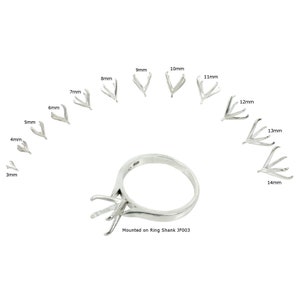 Jeweler Ring Peg Setting with Four-Prong Round Mounting in Sterling Silver - Various Sizes   JF005PS