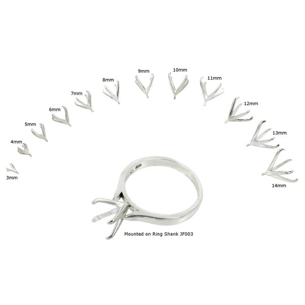 Jeweler Ring Peg Setting with Four-Prong Round Mounting in Sterling Silver - Various Sizes | JF005PS