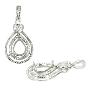 Ciondolo a forma di goccia in argento sterling per pietre a forma di pera da 8 x 10 mm MTP1259